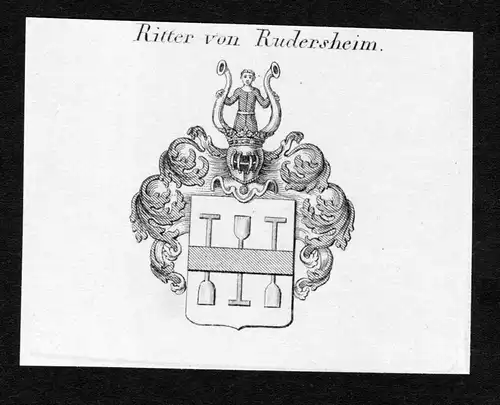 Ritter von Rudersheim - Rudersheim Wappen Adel coat of arms Kupferstich  heraldry Heraldik