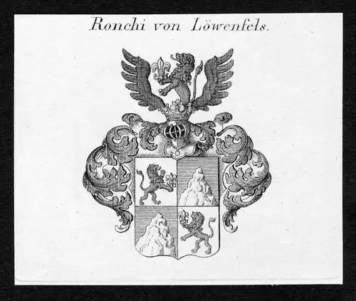 Ronchi von Löwenfels - Ronchi von Löwenfels Loewenfels Wappen Adel coat of arms Kupferstich  heraldry Herald