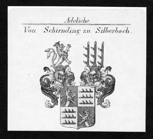 Schirnding zu Silberbach - Schirnding Silberbach Wappen Adel coat of arms Kupferstich  heraldry Heraldik