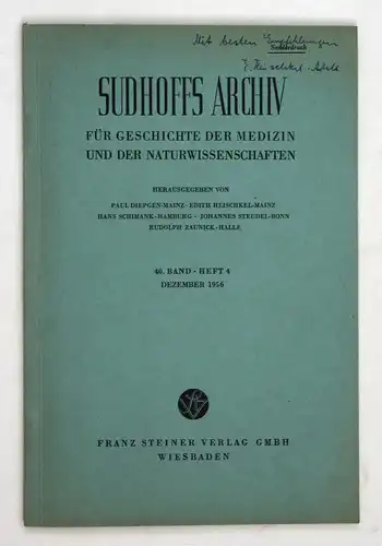 Italienreisen deutscher Ärzte im 19. Jahrhundert. - Band 40 - Heft 4 - Juli 1956. - Sonderdruck. - Sudhoffs Ar
