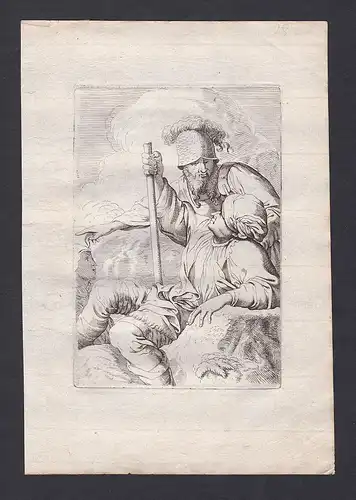 Seltene Original-Radierung von zwei Männern und einem Soldaten / rare original etching of two mens and a sold