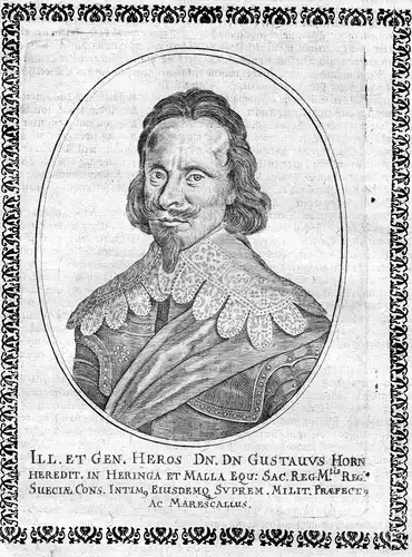 Gustavus Horn - Gustaf Horn Björneborg (1592-1657) svensk fältmarskalk Portrait Kupferstich