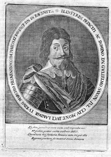 Gulielmo Saxon - Wilhelm von Sachsen-Weimar (1598-1662) Herzog Portrait Kupferstich antique print