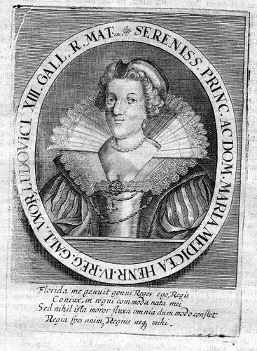 Maria Medicea - Maria de’ Medici (1575-1642) France regence Queen Portrait Kupferstich