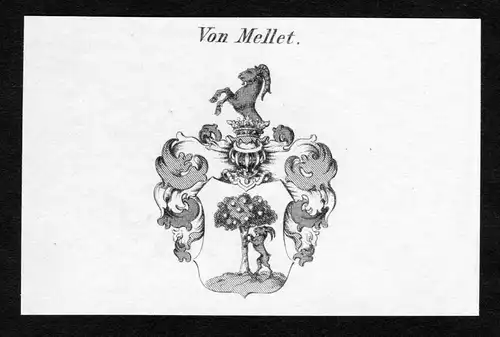 Von Mellet - Mellet Wappen Adel coat of arms Kupferstich  heraldry Heraldik