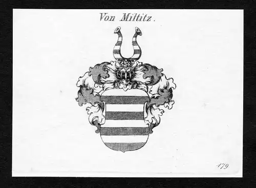 Von Miltitz - Miltitz Wappen Adel coat of arms Kupferstich  heraldry Heraldik