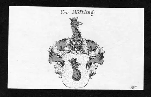 Von Müffling - Müffling Mueffling genannt Weiß Wappen Adel coat of arms Kupferstich  heraldry Heraldik