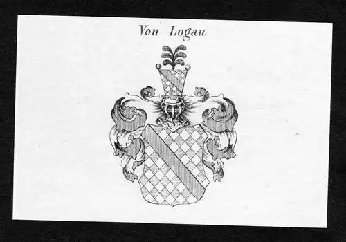 Von Logau - Logau Wappen Adel coat of arms Kupferstich  heraldry Heraldik