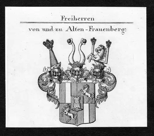 Von und zu Alten-Frauenberg - Fraunburg Alten-Fraunburg Wappen Adel coat of arms Kupferstich  heraldry Heraldi