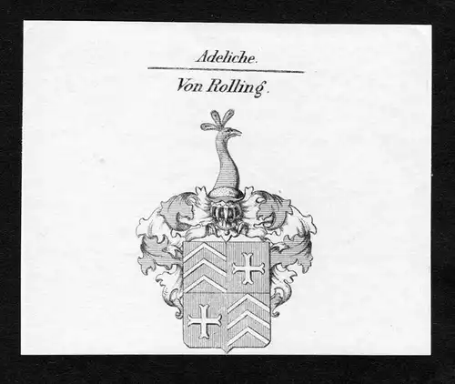 Von Rolling - Rolling Wappen Adel coat of arms Kupferstich  heraldry Heraldik
