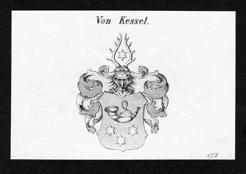 Von Kessel - Kessel Wappen Adel coat of arms Kupferstich  heraldry Heraldik