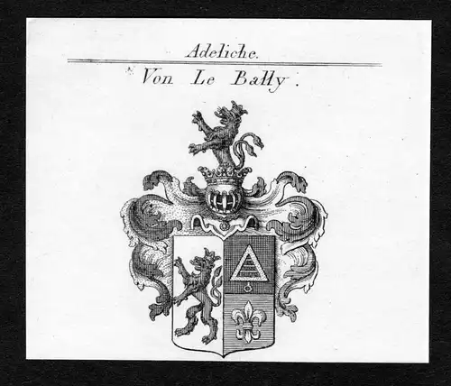 Von Le Bally - Le Bally Wappen Adel coat of arms Kupferstich  heraldry Heraldik