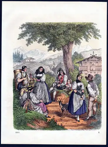 Berner Oberland Bern Schweiz Tracht Trachten costumes Lithographie lithograph