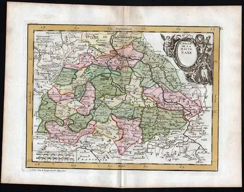 Cercle de la Haute Saxe - Sachsen Dresden Zwickau Magdeburg Karte map Kupferstich