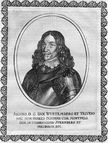 Silvius Wurtemberg - Silvius I. Nimrod Württemberg-Oels Portrait Kupferstich antique print