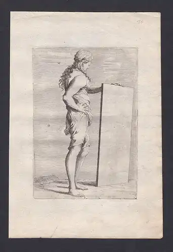 Seltene Original-Radierung von einem Mann mit einer Tafel - Kupferstich
