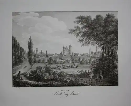 Ingolstadt Gesamtansicht Original Lithographie Kunike