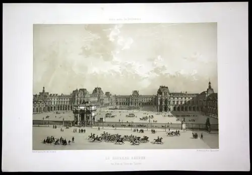 Le nouveau Louvre vue prise du Palais des Tuileries - Louvre Palais des Tuileries Paris Lithographie lithograp