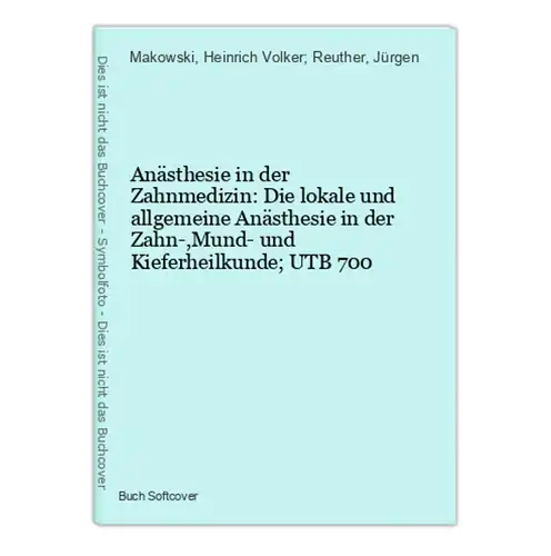 Anästhesie in der Zahnmedizin: Die lokale und allgemeine Anästhesie in der Zahn-,Mund- und Kieferheilkunde; UT