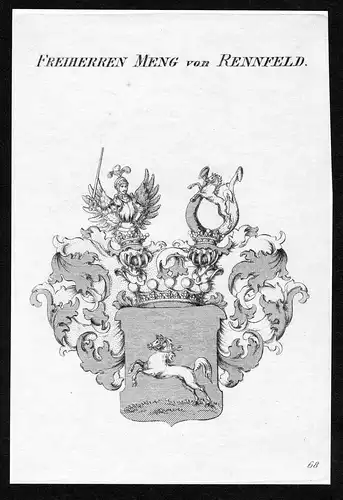 Freiherren Meng von Rennfeld - Meng von Rennfeld Wappen Adel coat of arms heraldry Heraldik Kupferstich