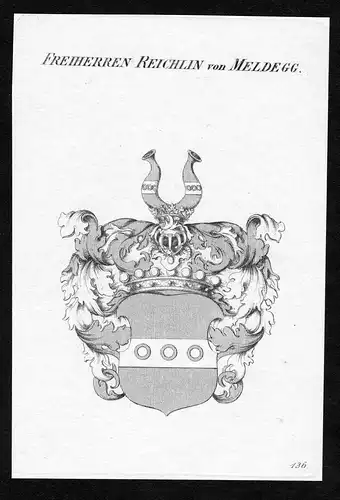 Freiherren Reichlin von Meldegg - Reichlin von Meldegg Wappen Adel coat of arms heraldry Heraldik Kupferstich