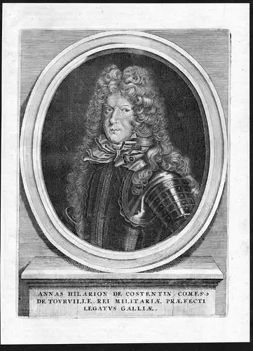 Annas Hilarion de Costentin - Anne Hilarion de Costentin de Tourville (1642-1701) Portrait Kupferstich