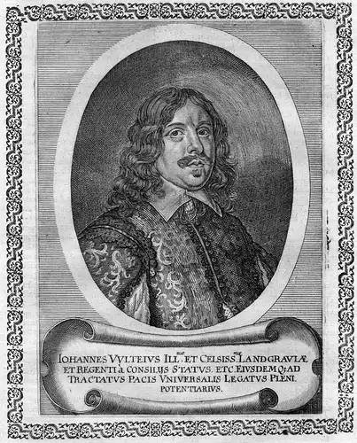 Iohannes Vulteius - Johannes Vultejus (1605-1684) Hessen Kassel Kanzler Portrait Kupferstich