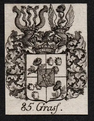 Grass Wappen vapen coat of arms Genealogie Heraldik Kupferstich heraldry