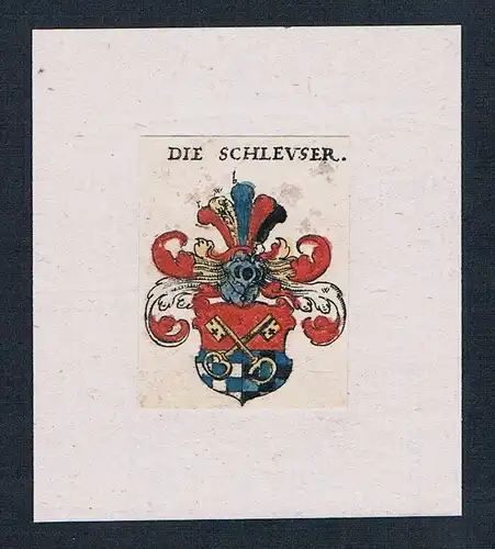 Die Schleuser Wappen coat of arms heraldry Heraldik Kupferstich