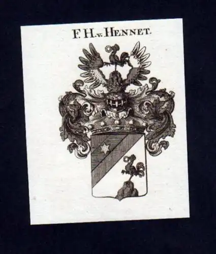 Freiherren v. Hennet Heraldik Kupferstich Wappen