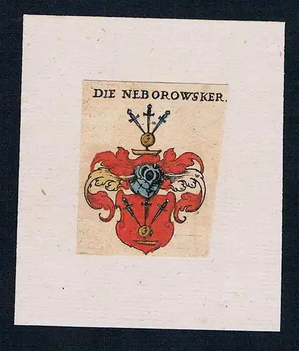 . Neborowsky Schlesien Wappen coat of arms heraldry Heraldik Kupferstich