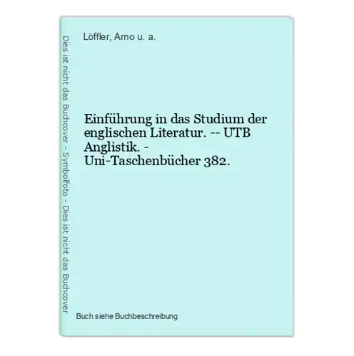 Einführung in das Studium der englischen Literatur. -- UTB Anglistik. - Uni-Taschenbücher 382.