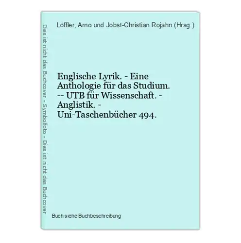 Englische Lyrik. - Eine Anthologie für das Studium. -- UTB für Wissenschaft. - Anglistik. - Uni-Taschenbücher