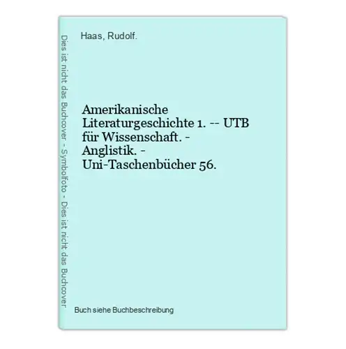 Amerikanische Literaturgeschichte 1. -- UTB für Wissenschaft. - Anglistik. - Uni-Taschenbücher 56.