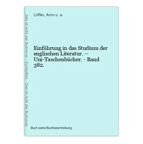 Einführung in das Studium der englischen Literatur. -- Uni-Taschenbücher. - Band 382.