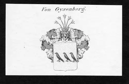 Von Gysenberg - Gysenberg Wappen Adel coat of arms Kupferstich  heraldry Heraldik