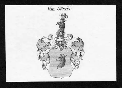 Von Görzke - Görzke Goerzke Wappen Adel coat of arms Kupferstich  heraldry Heraldik