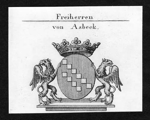 Von Asbeck - Asbeck Wappen Adel coat of arms Kupferstich  heraldry Heraldik