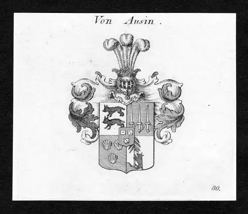 Von Ausin - Ausin Wappen Adel coat of arms Kupferstich  heraldry Heraldik