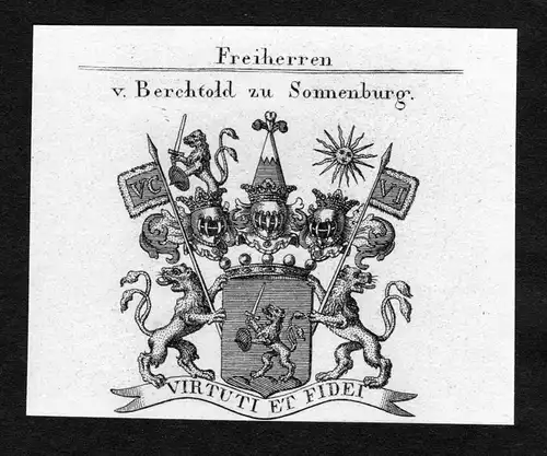 V. Berchtold zu Sonnenburg - Berchtold von Sonnenburg Wappen Adel coat of arms Kupferstich  heraldry Heraldik