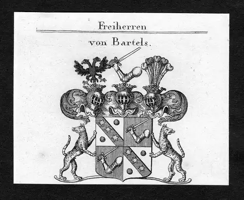 Von Bartels - Bartels Wappen Adel coat of arms Kupferstich  heraldry Heraldik