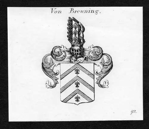 Von Breuning - Breuning Wappen Adel coat of arms Kupferstich  heraldry Heraldik