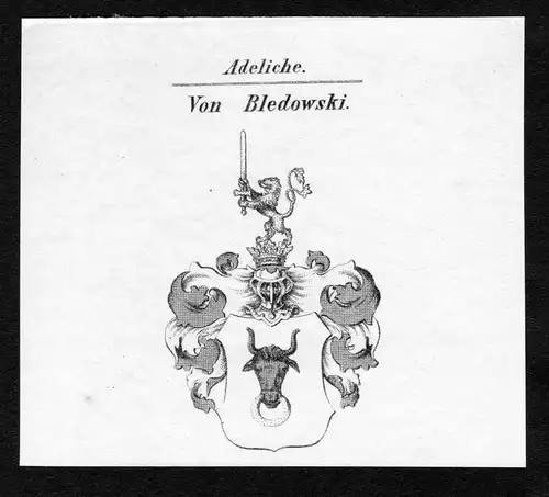 Von Bledowski - Bledowski Wappen Adel coat of arms Kupferstich antique print heraldry Heraldik
