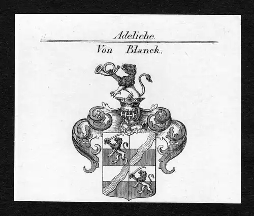 Von Blanck - Blanck Wappen Adel coat of arms Kupferstich  heraldry Heraldik