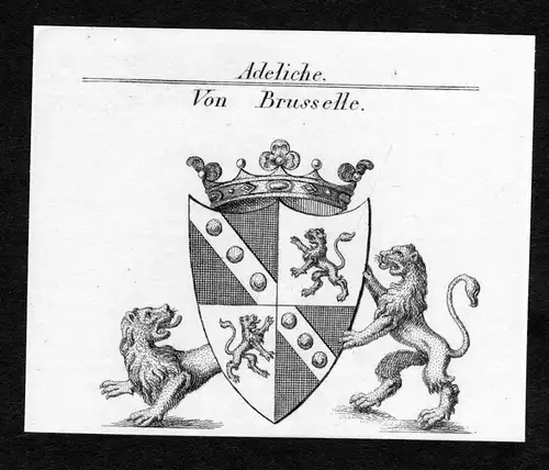 Von Brusselle - Brusselle Wappen Adel coat of arms Kupferstich  heraldry Heraldik