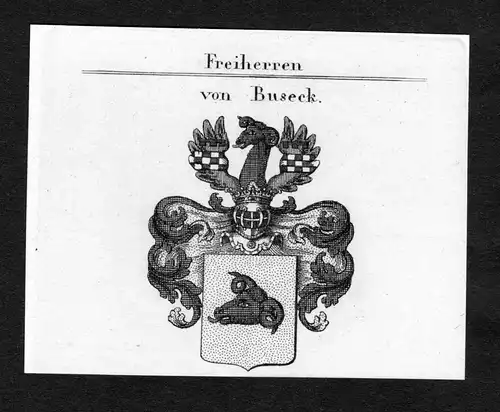 Von Buseck - Buseck Wappen Adel coat of arms Kupferstich  heraldry Heraldik