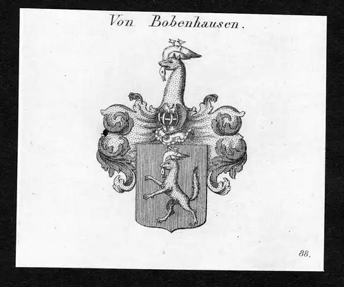 Von Bobenhausen - Bobenhausen Wappen Adel coat of arms Kupferstich  heraldry Heraldik