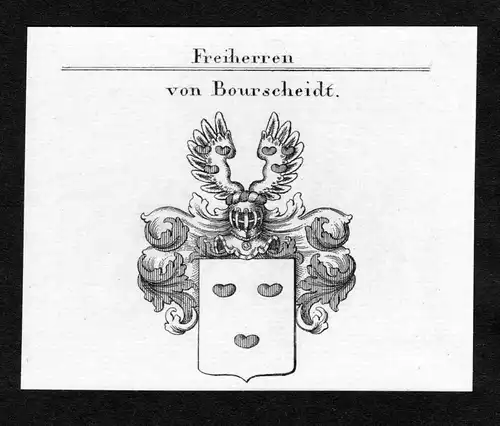 Von Bourscheidt - Bourscheidt Wappen Adel coat of arms Kupferstich  heraldry Heraldik