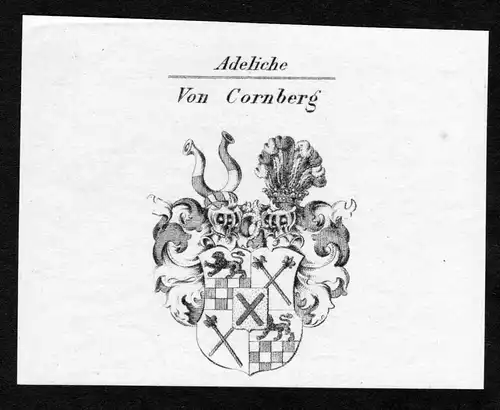 Von Cornberg - Cornberg Wappen Adel coat of arms Kupferstich  heraldry Heraldik