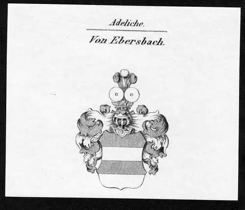 Von Ebersbach - Ebersbach Wappen Adel coat of arms Kupferstich  heraldry Heraldik